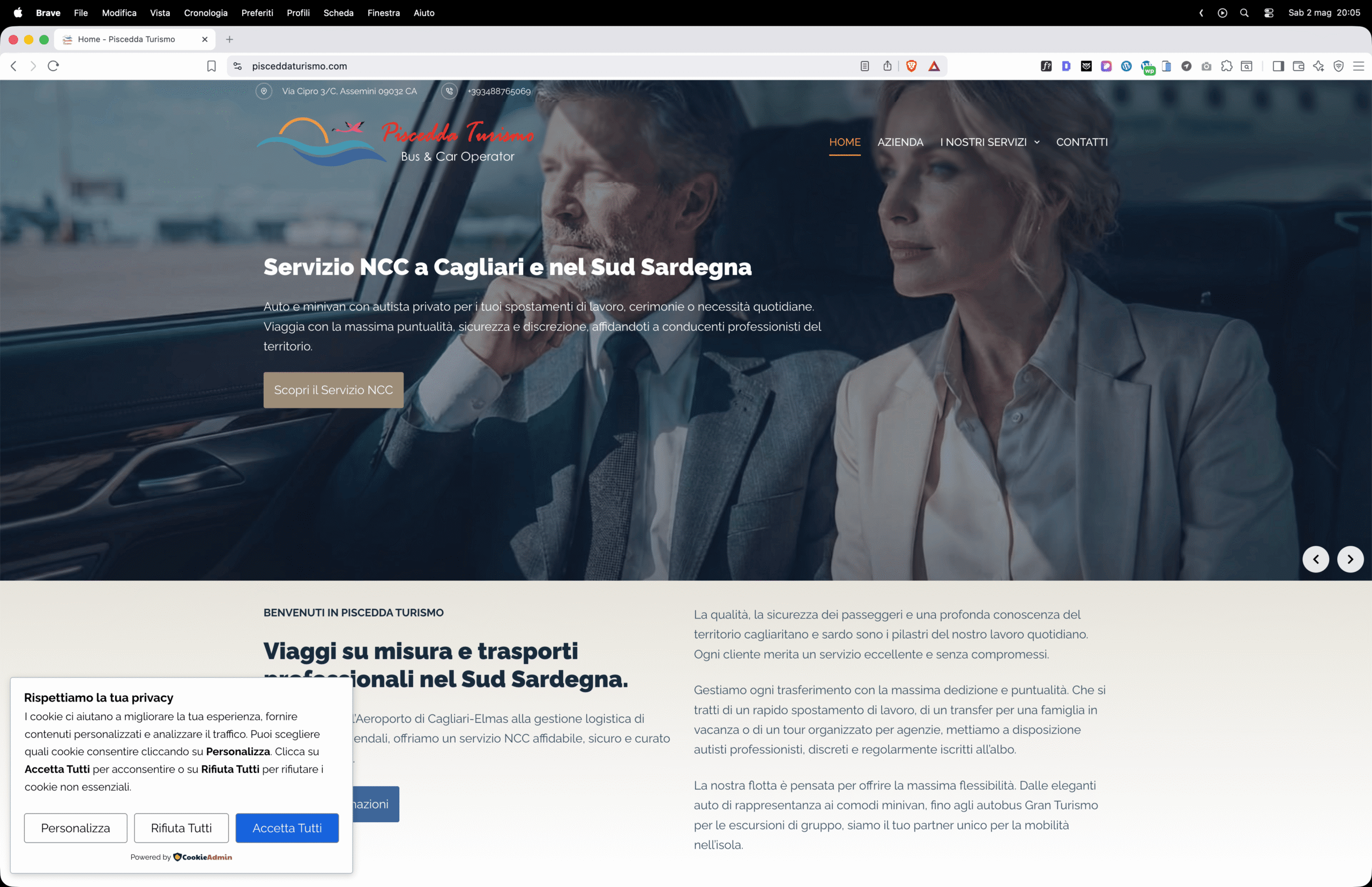 Realizzazione Sito Web Piscedda Turismo screenshot 2026 05 02 alle 20.05.00